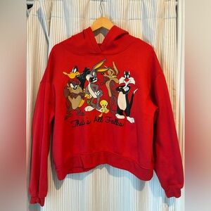 Looney Tunes That's All Folks! Graphic Sweatshirt - Bugs, Daffy & More - Size L